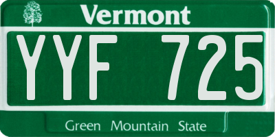 VT license plate YYF725