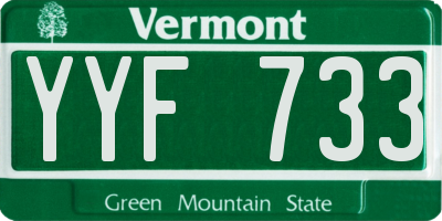 VT license plate YYF733