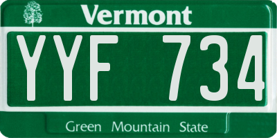 VT license plate YYF734