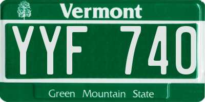 VT license plate YYF740