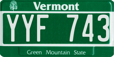 VT license plate YYF743
