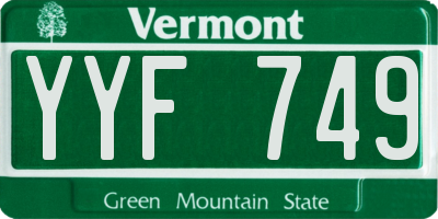 VT license plate YYF749