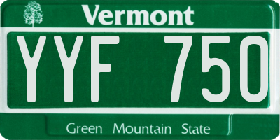 VT license plate YYF750