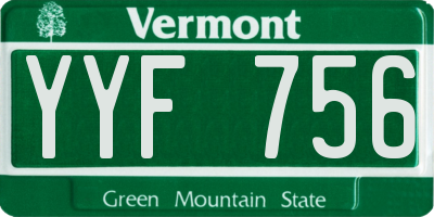 VT license plate YYF756