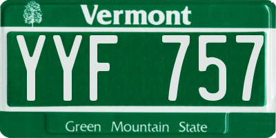 VT license plate YYF757