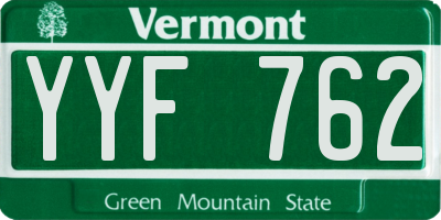 VT license plate YYF762