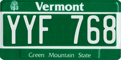 VT license plate YYF768