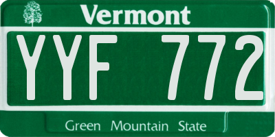 VT license plate YYF772