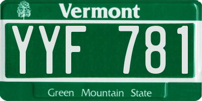 VT license plate YYF781