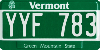 VT license plate YYF783