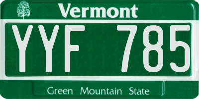 VT license plate YYF785