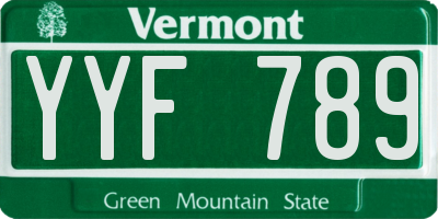 VT license plate YYF789