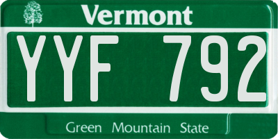 VT license plate YYF792
