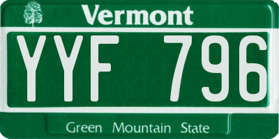 VT license plate YYF796