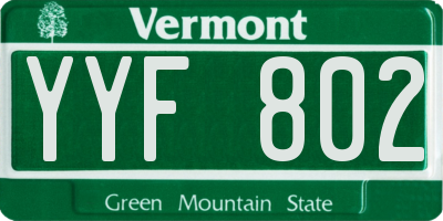 VT license plate YYF802