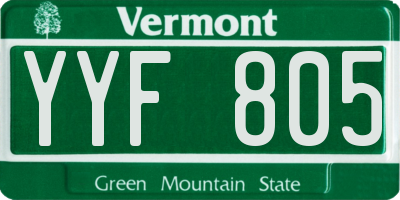 VT license plate YYF805