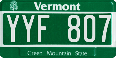 VT license plate YYF807