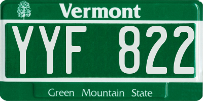 VT license plate YYF822
