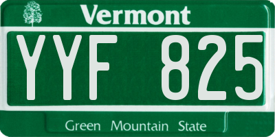 VT license plate YYF825