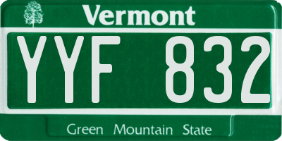VT license plate YYF832