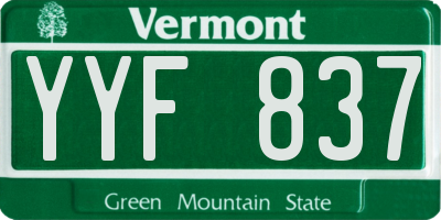 VT license plate YYF837