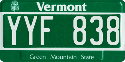 VT license plate YYF838