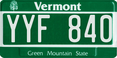 VT license plate YYF840