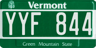 VT license plate YYF844