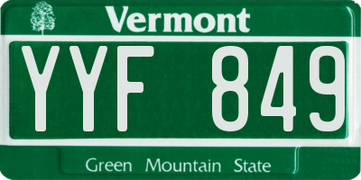 VT license plate YYF849