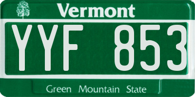 VT license plate YYF853