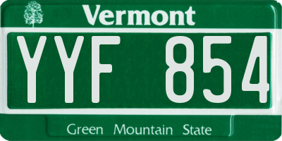 VT license plate YYF854