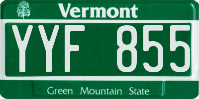 VT license plate YYF855