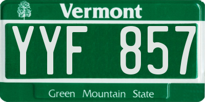 VT license plate YYF857