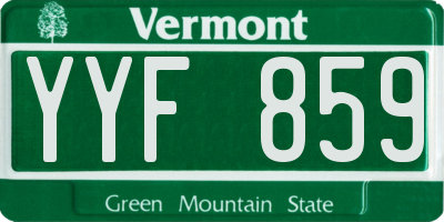VT license plate YYF859