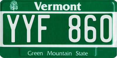 VT license plate YYF860