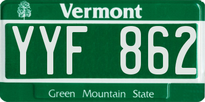 VT license plate YYF862