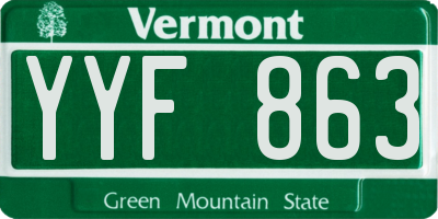 VT license plate YYF863