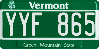 VT license plate YYF865