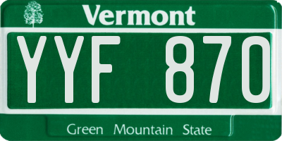 VT license plate YYF870