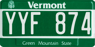 VT license plate YYF874