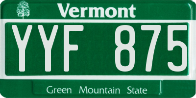 VT license plate YYF875