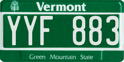VT license plate YYF883