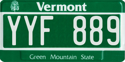 VT license plate YYF889