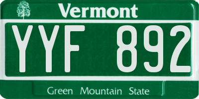 VT license plate YYF892