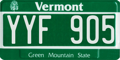 VT license plate YYF905