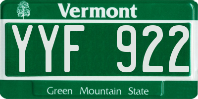 VT license plate YYF922