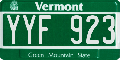 VT license plate YYF923