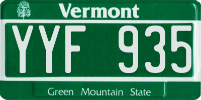 VT license plate YYF935