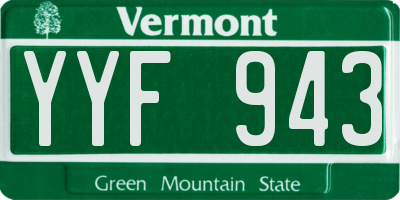VT license plate YYF943
