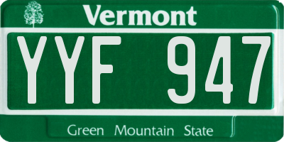 VT license plate YYF947